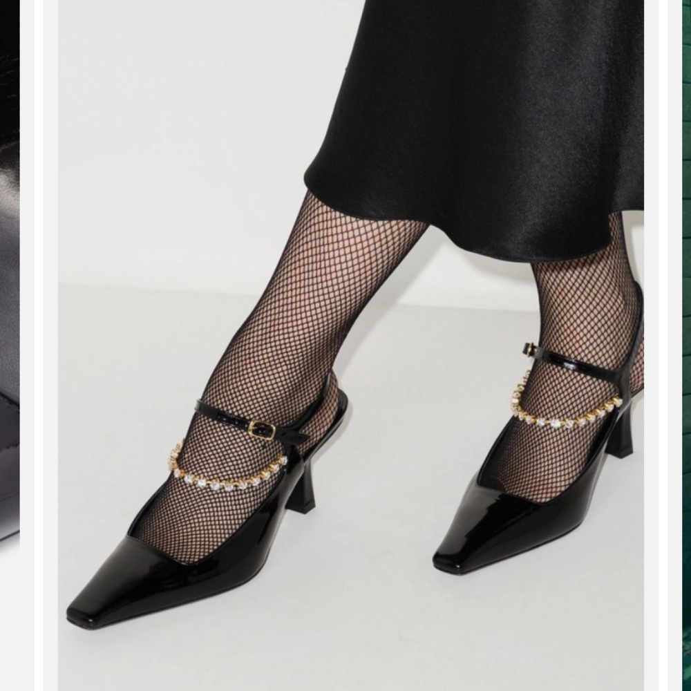 NEW Khaite Sidney Pump with Jewel black patent heel size 6 (36.5)